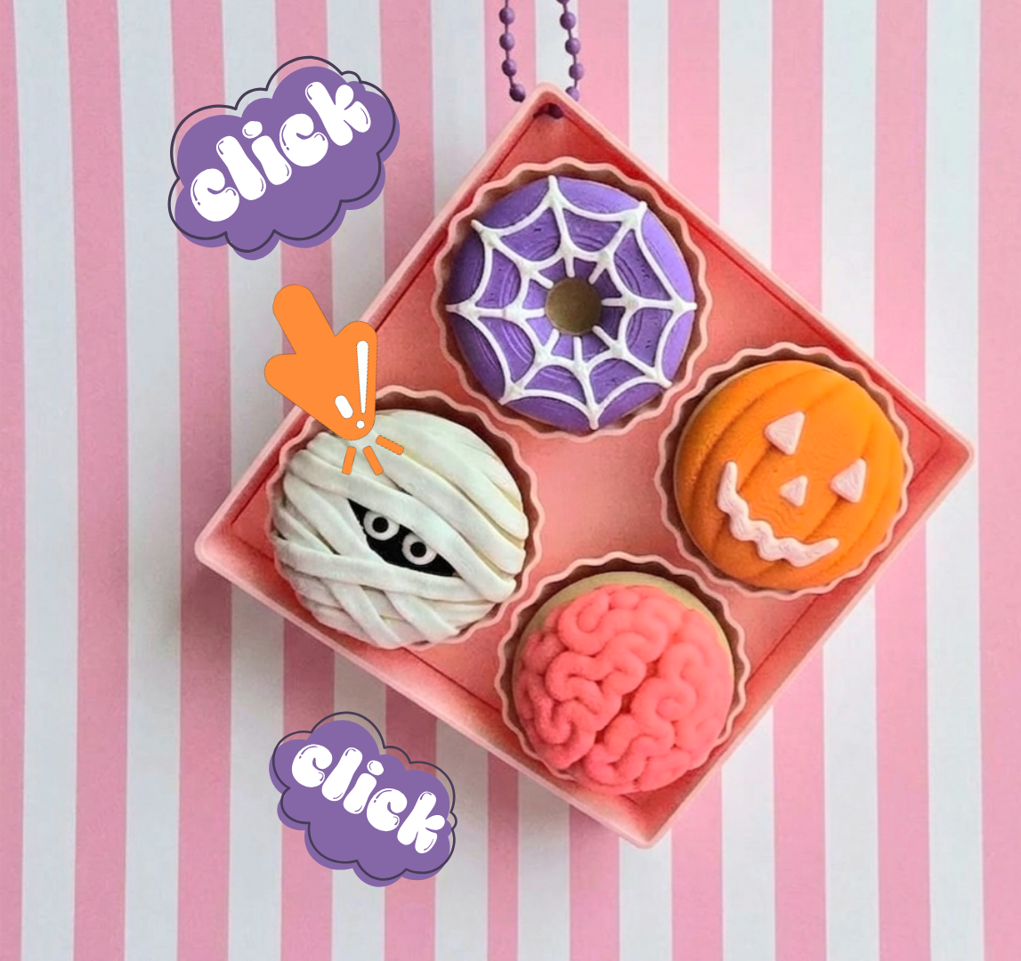 Halloween Donut Fidget Keychain~ Pink Brain Style